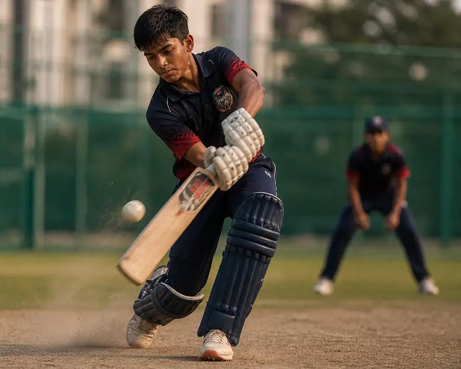 UWSM cricket player batting in match Singapore