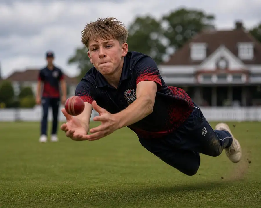 UWSM player diving catch in cricket match Singapore
