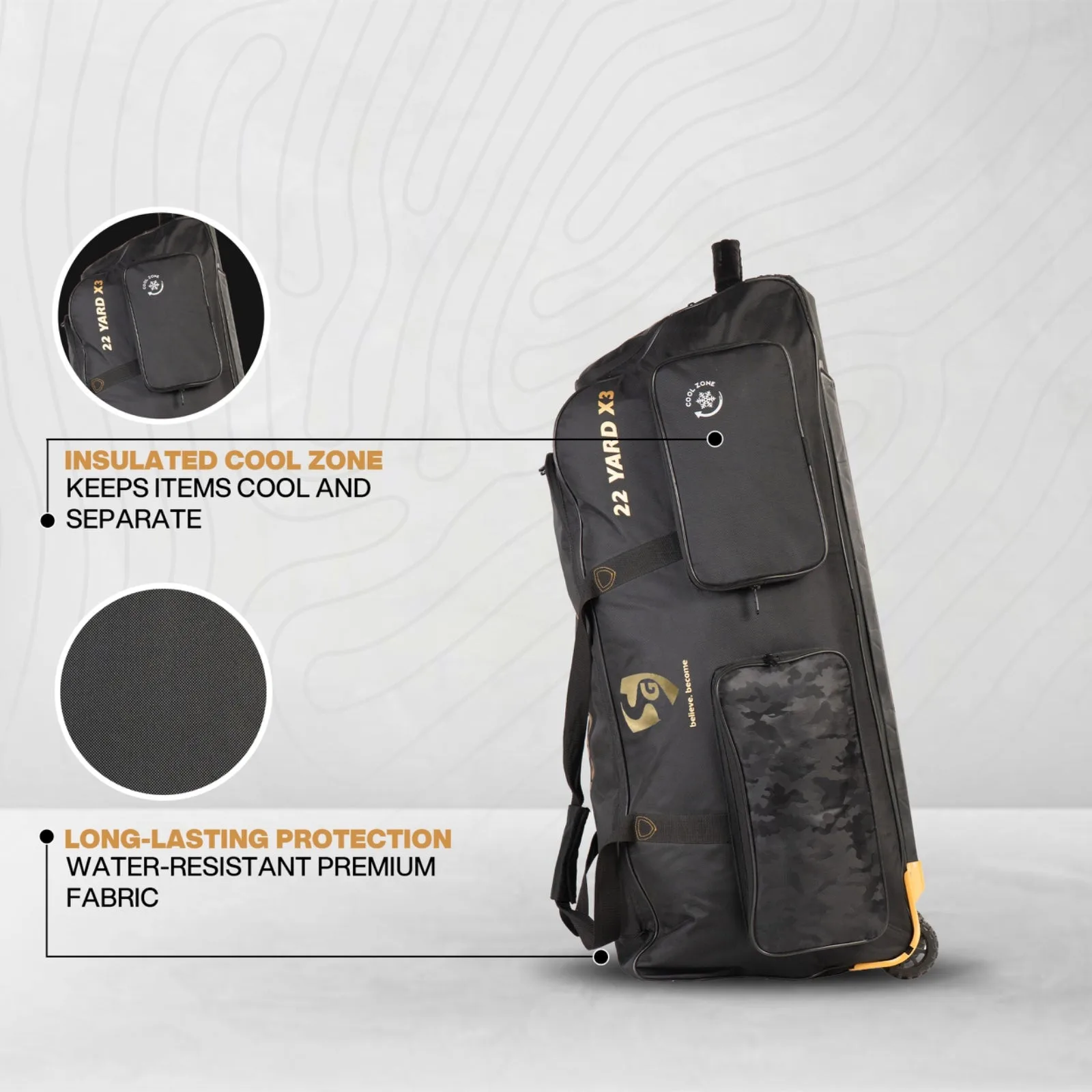 SG 22 Yard X3 Wheelie Cricket Kit Bag view 3