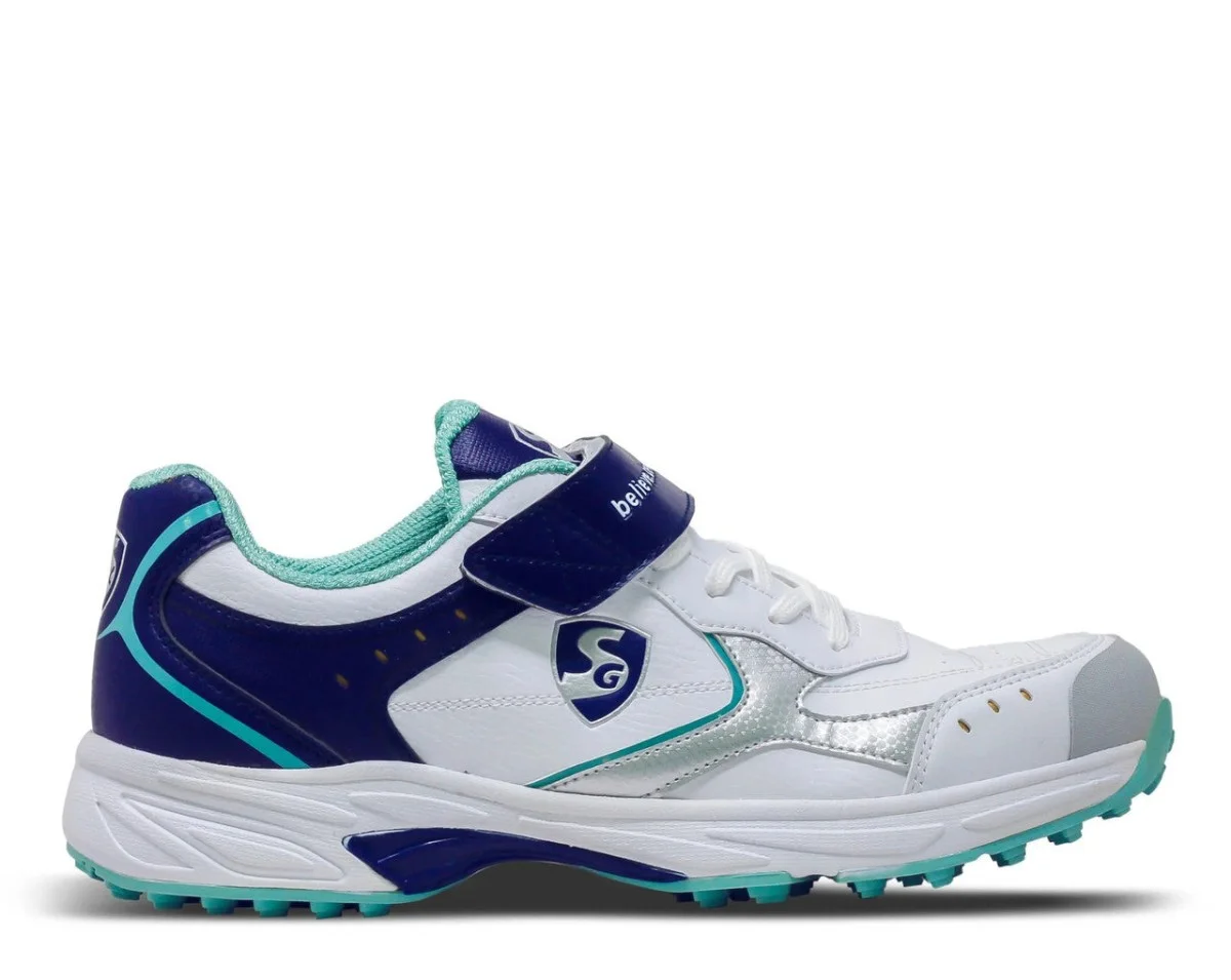 SG Armour Stud Cricket Shoes- White/Navy/Teal
