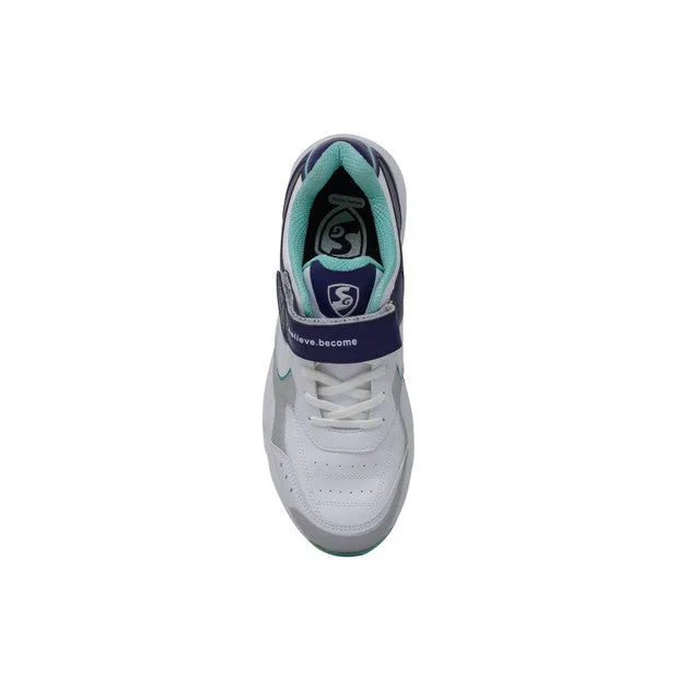 SG Armour Stud Cricket Shoes- White/Navy/Teal view 3