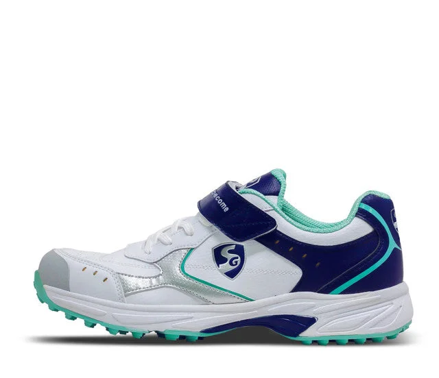 SG Armour Stud Cricket Shoes- White/Navy/Teal view 4