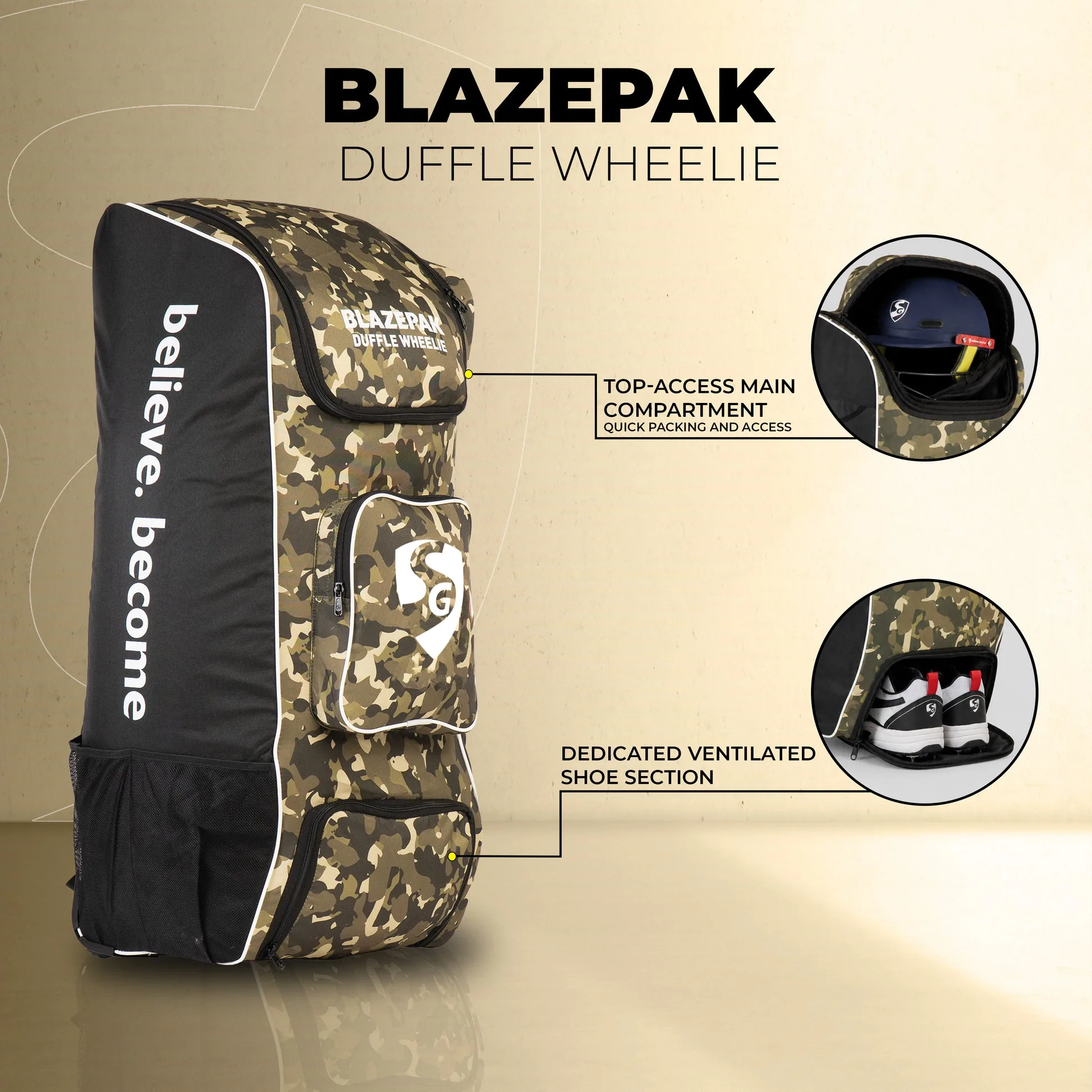 SG Blazepak Duffle Wheelie Cricket Kit Bag view 3