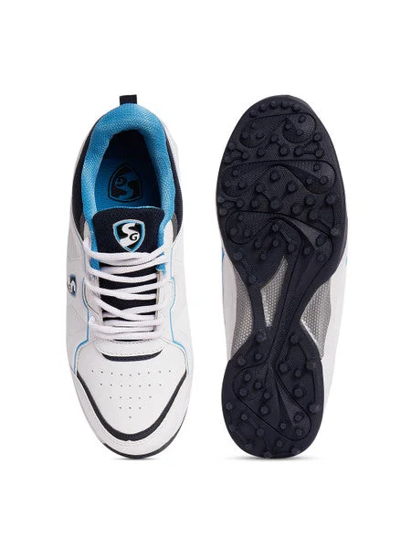 SG Club 5.0 Cricket Shoes- White/Navy/Teal view 4