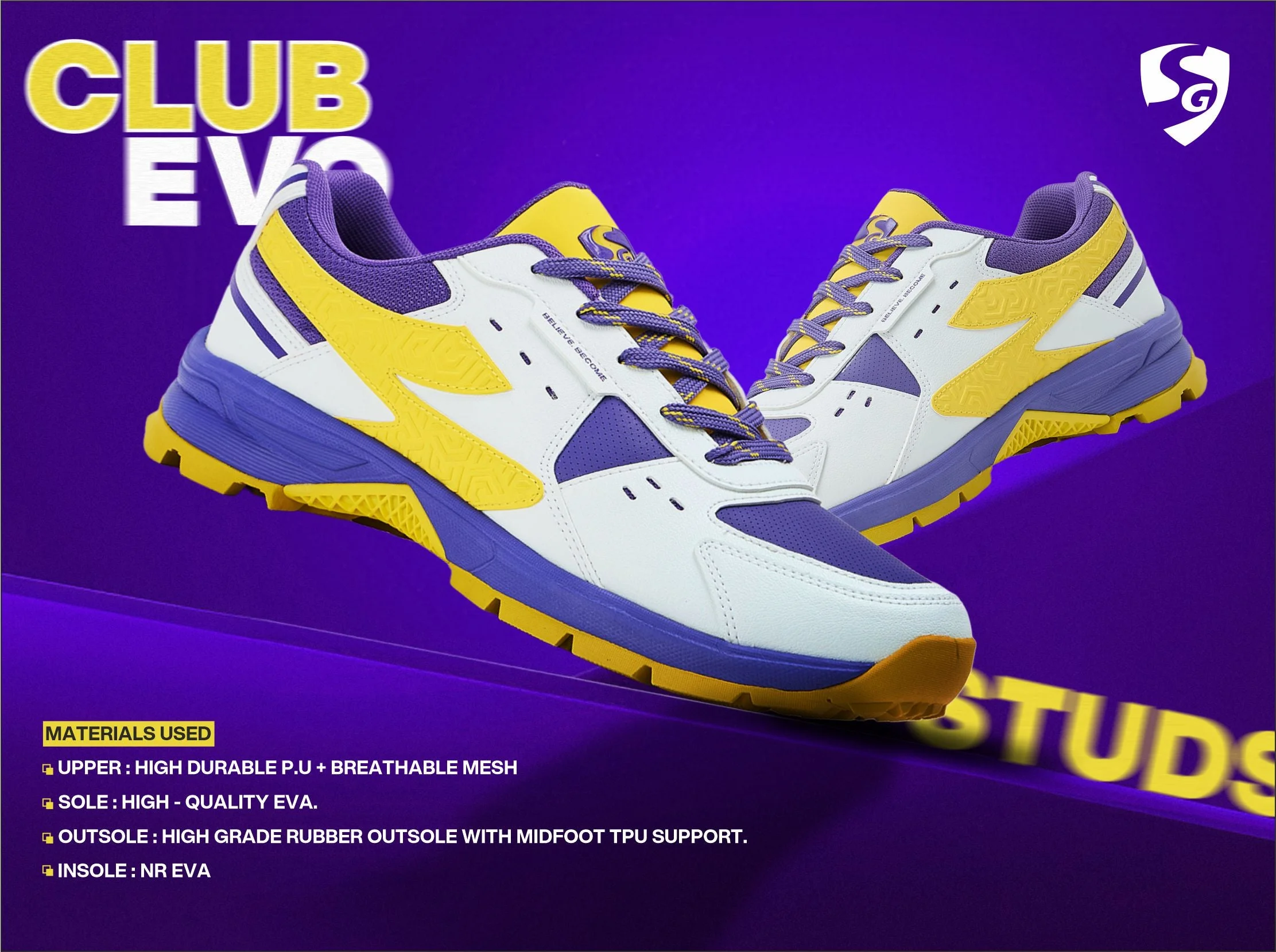 SG Club Evo. Cricket Shoes view 3