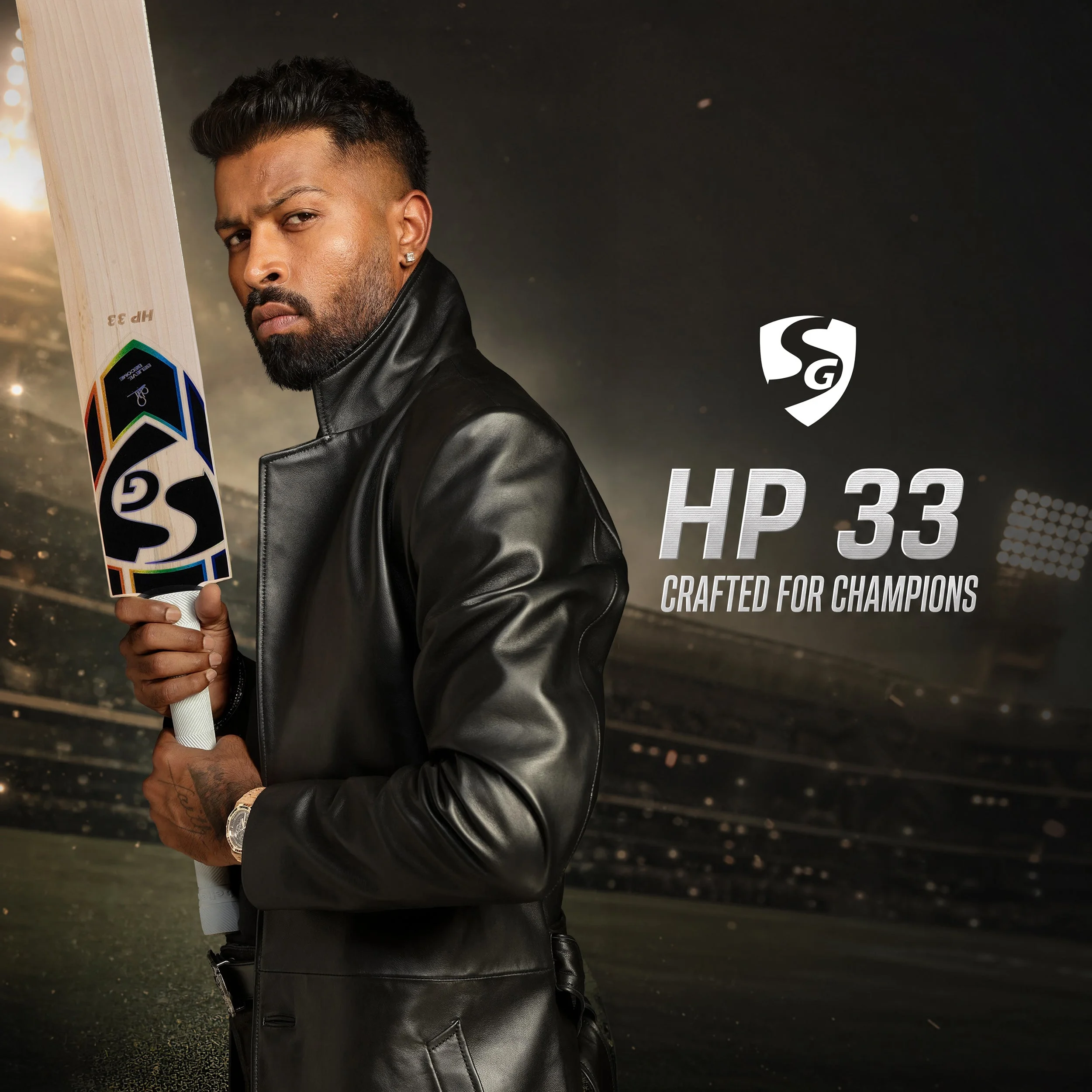 SG HP 33 (Hardik Pandya) Cricket Bat view 2