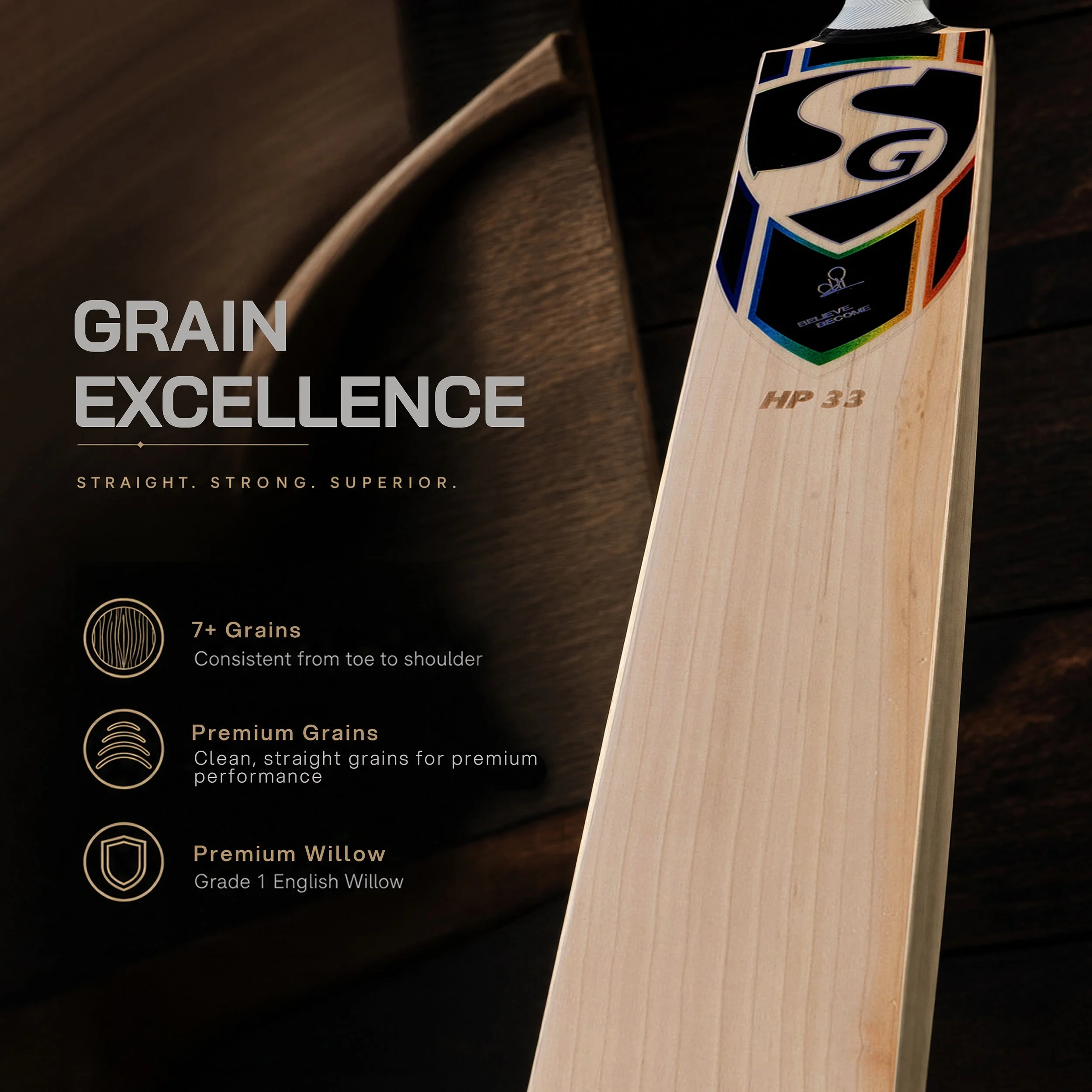 SG HP 33 (Hardik Pandya) Cricket Bat view 3