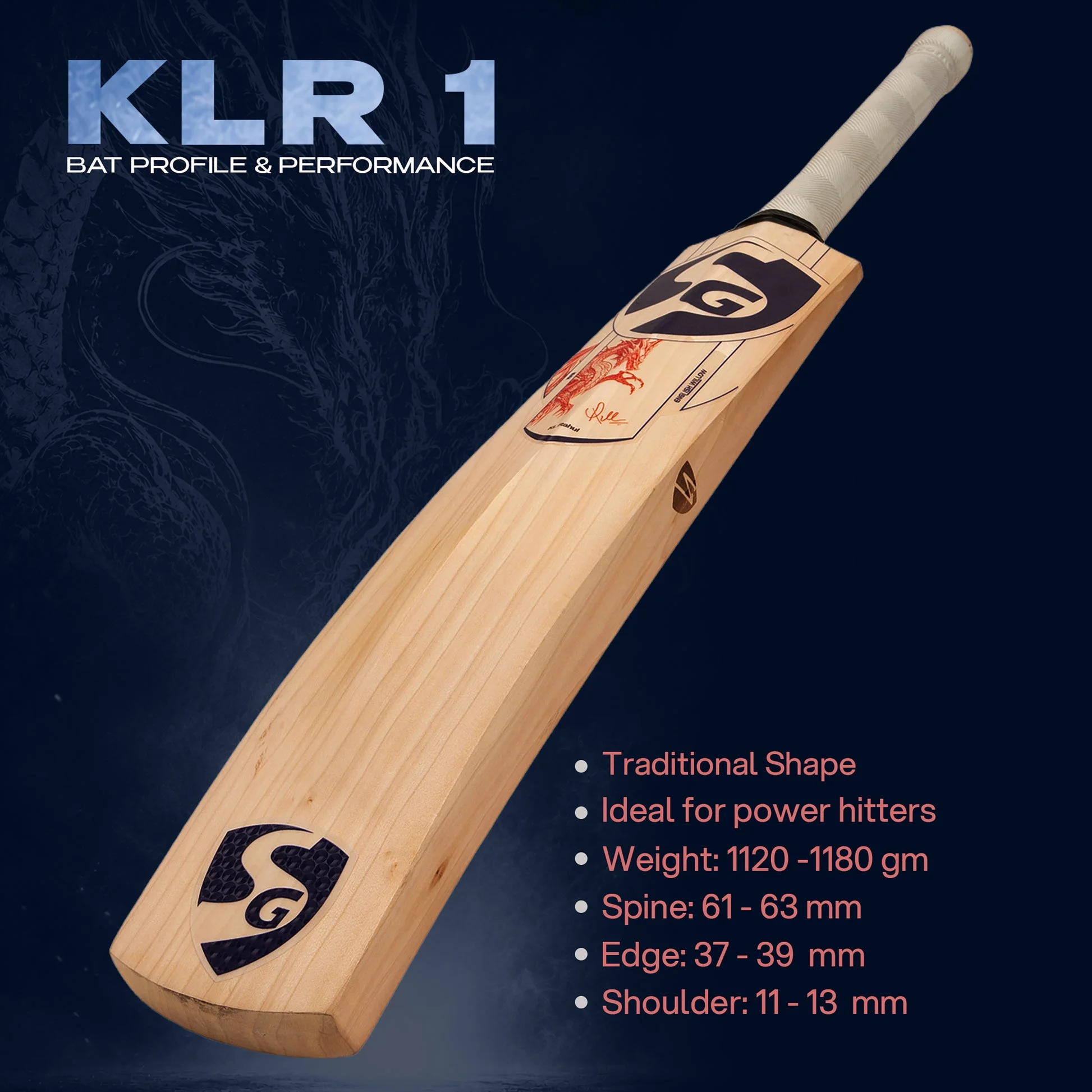 SG KLR 1 (KL Rahul) Cricket Bat view 3