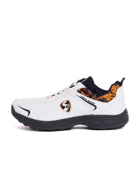 SG Savage Stud Cricket Shoes- White/Navy/Orange view 3